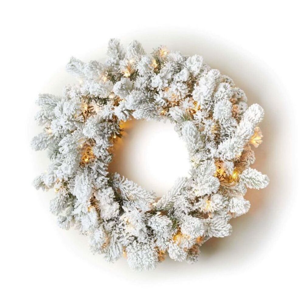 Open Box - King of Christmas 24" Flocked Artificial Christmas Wreath with W